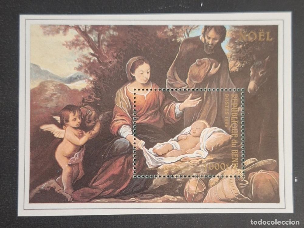 Sellos: Ben&iacute;n 1996 Mi. Bl. 17 Navidad Natividad pintura &aacute;ngel Virgen Mar&iacute;a