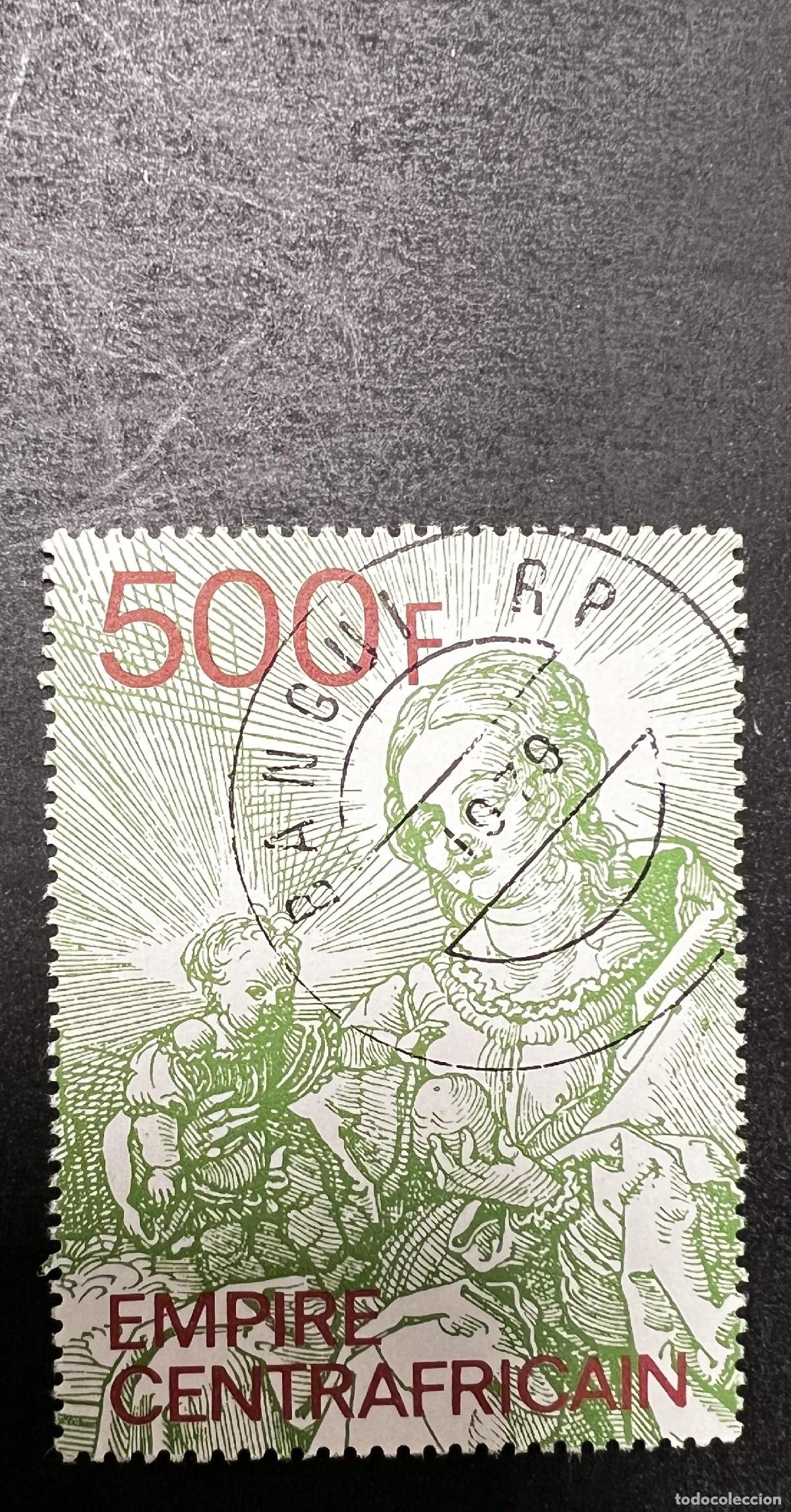 Sellos: Rep. Centroafricana 1978 Mi. 627 ob. Virgen Ni&ntilde;o Jes&uacute;s Navidad grabado