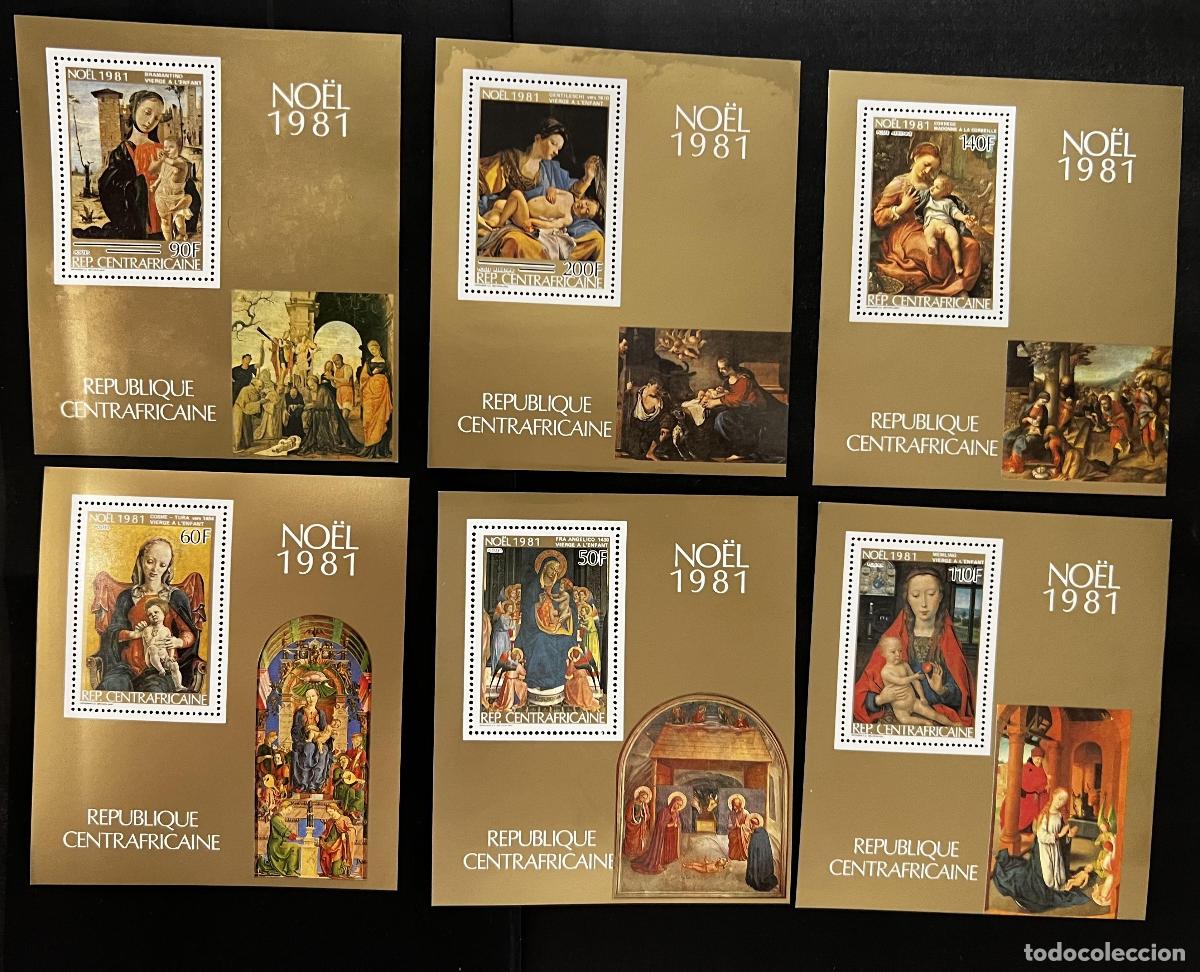 Sellos: Centro&aacute;frica 1981 Mi. Bl. 154 Navidad pintura Virgen Ni&ntilde;o Madonna
