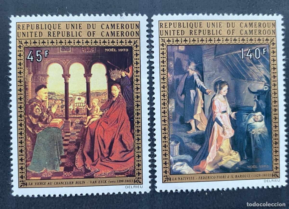 Sellos: Camer&uacute;n 1973 Mi. 758-759 Navidad Van Eyck Barocci Natividad pintura