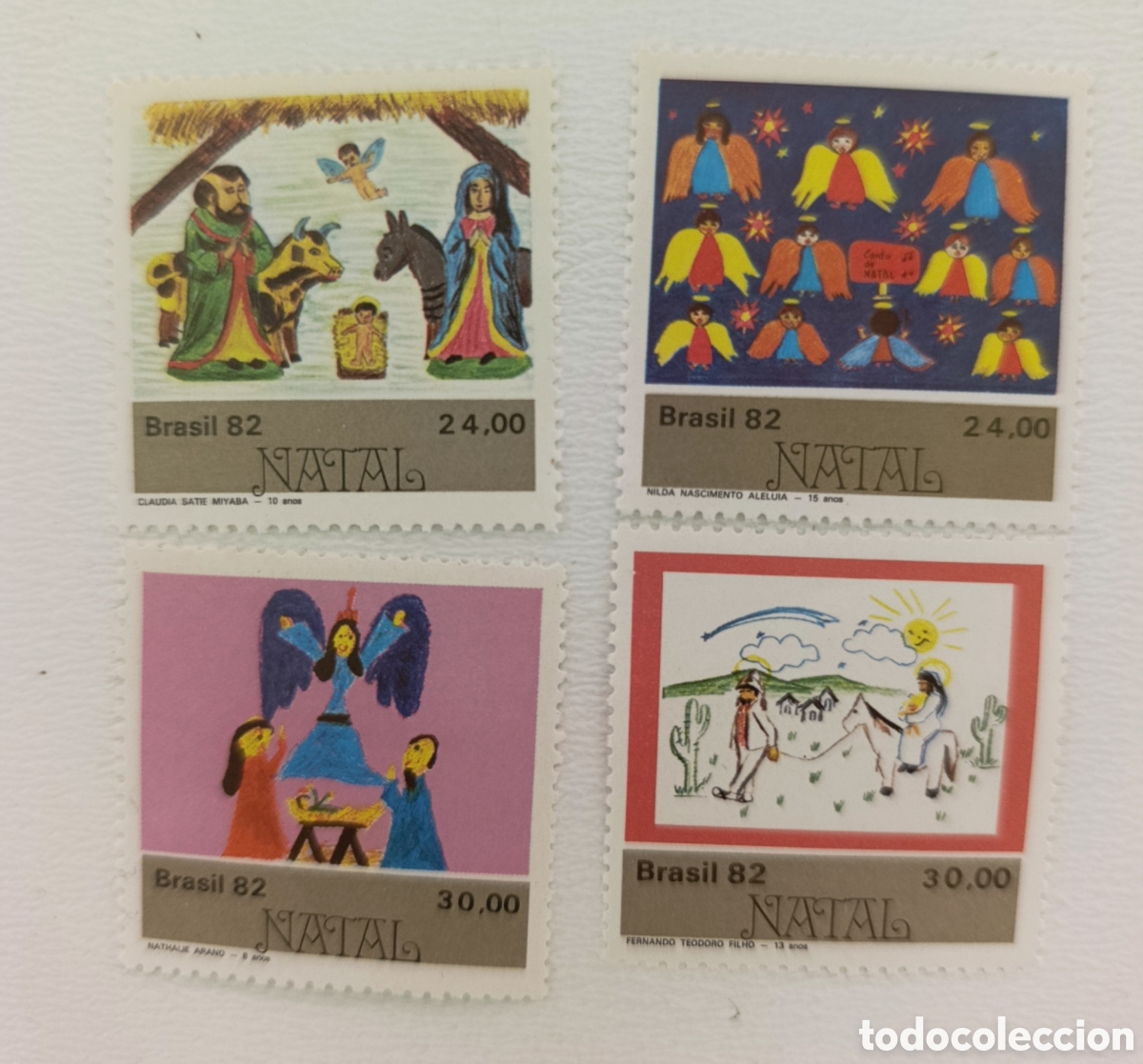 Sellos: BRASIL sellos Yvert 1567/1570 Navidad y dibujos infantiles 1982