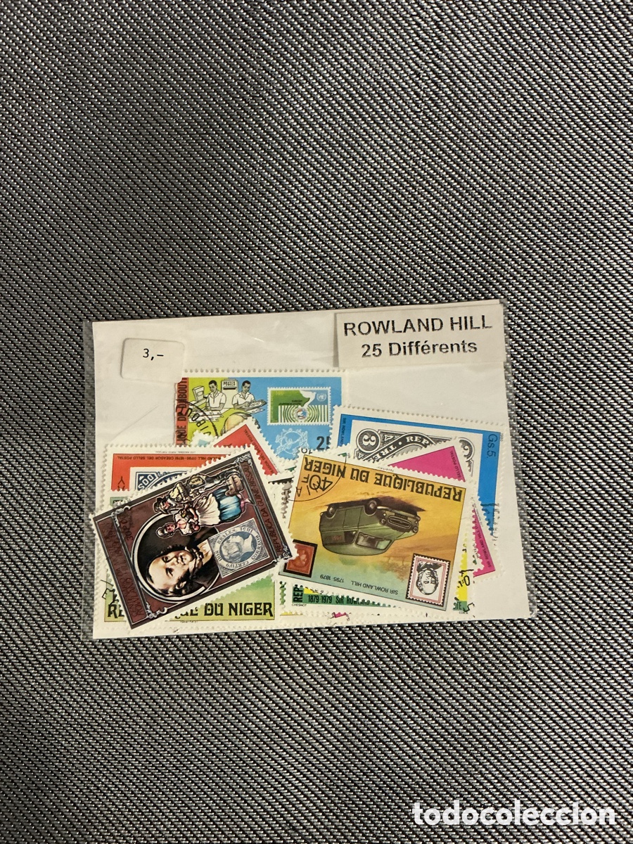 Sellos: Lote de 25 sellos diferentes dedicados a Sir Rowland Hill y la historia postal