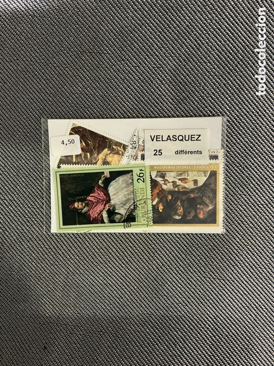 Sellos: Lote de 25 sellos diferentes Vel&aacute;zquez &ndash; Arte y Pintura &ndash; Varios pa&iacute;ses