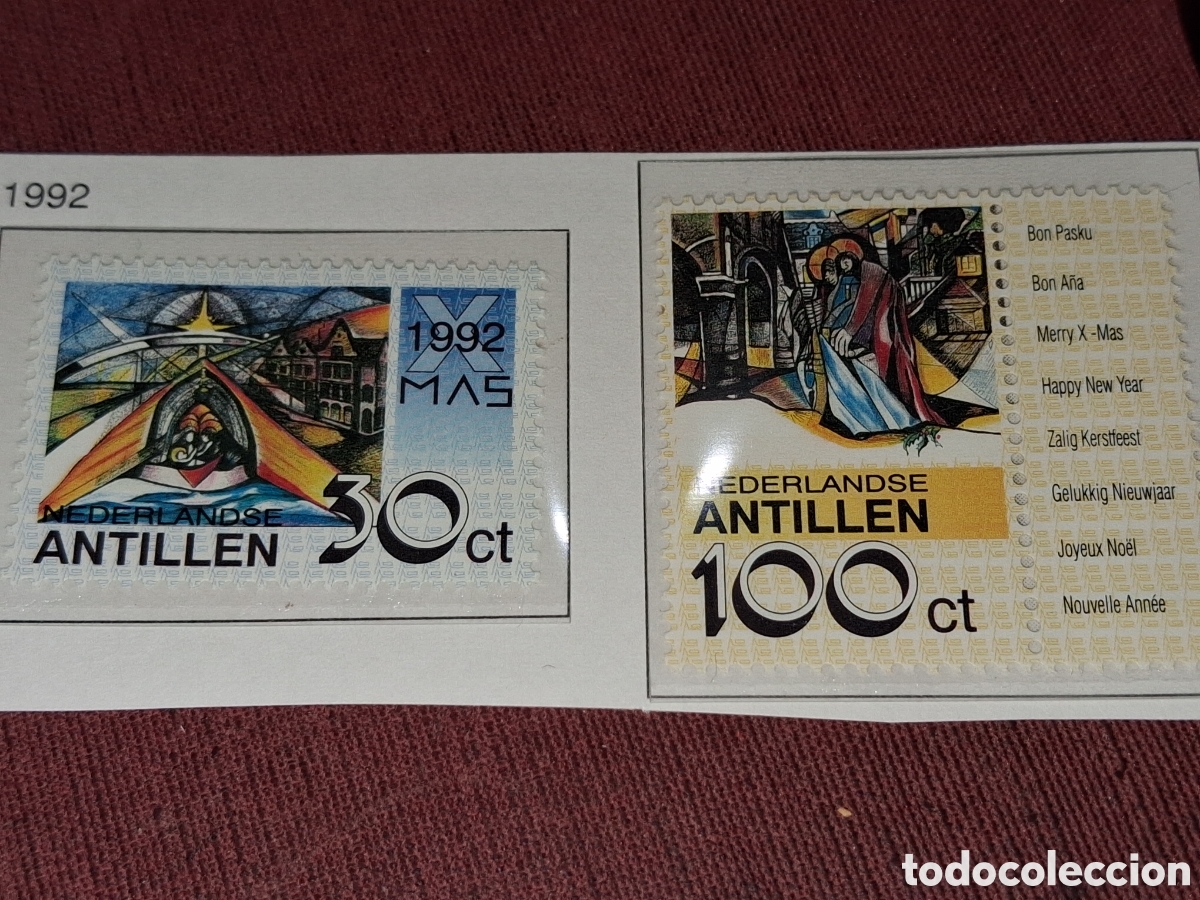 Sellos: Sello Antillas Holandesas nuevo 1992. Navidad. Religi&oacute;n. Celebraciones. Nacimiento.