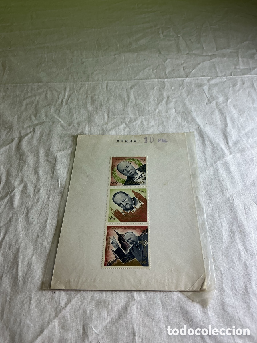 Sellos: Yemen 1965 &ndash; Lote de 3 sellos de Winston Churchill