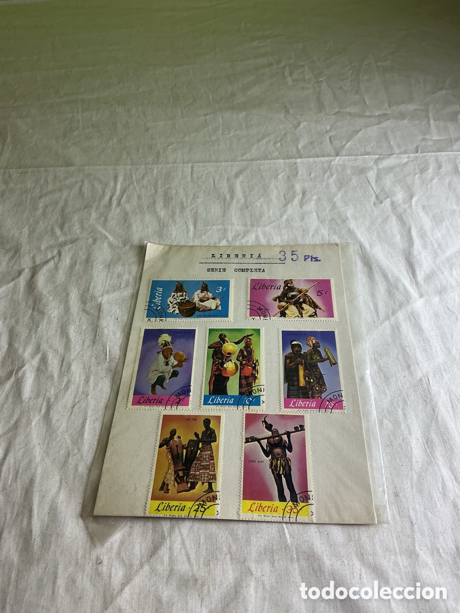 Sellos: Liberia 1967 &ndash; Serie completa de 7 sellos &ndash; Instrumentos musicales africanos