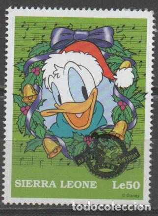 Sellos: SIERRA LEONA IVERT N&ordm; 2431, NAVIDAD 1997, PATO DONALD, NUEVO ***