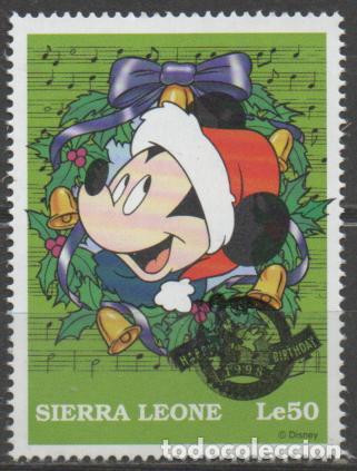 Sellos: SIERRA LEONA IVERT N&ordm; 2434, NAVIDAD 1997, MIKEY MOUSE, NUEVO ***