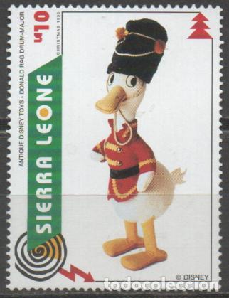 Sellos: SIERRA LEONA IVERT N&ordm; 2020, NAVIDAD 1995, JUGUETES: EL PATO DONALD COMO TAMBOR MAYOR, NUEVO ***