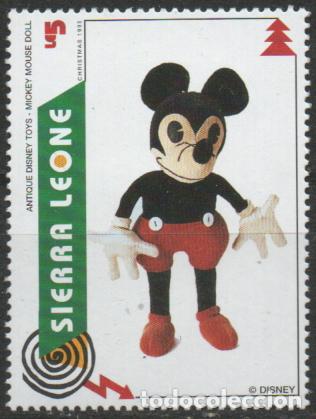 Sellos: SIERRA LEONA IVERT N&ordm; 2020, NAVIDAD 1995, JUGUETES: Mu&ntilde;eco de Mickey Mouse, NUEVO ***