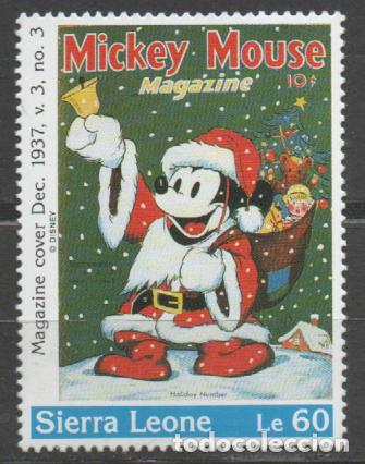 Sellos: SIERRA LEONA IVERT N&ordm; 1572, PORTADA DE LA REVISTA MICKEY MOUSE DE NAVIDAD DDE 1937, NUEVO ***
