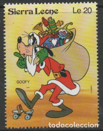 Sellos: SIERRA LEONA IVERT N&ordm; 1534, GOOFY COMO PAPA NOEL, NUEVO ***