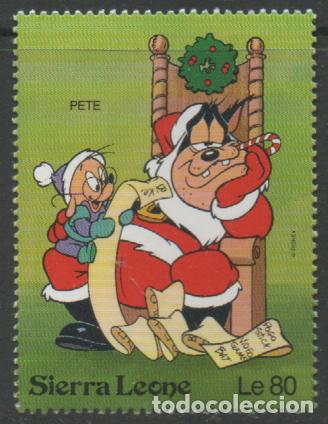 Sellos: SIERRA LEONA IVERT N&ordm; 1537, Big Pete como Pap&aacute; Noel, NUEVO ***
