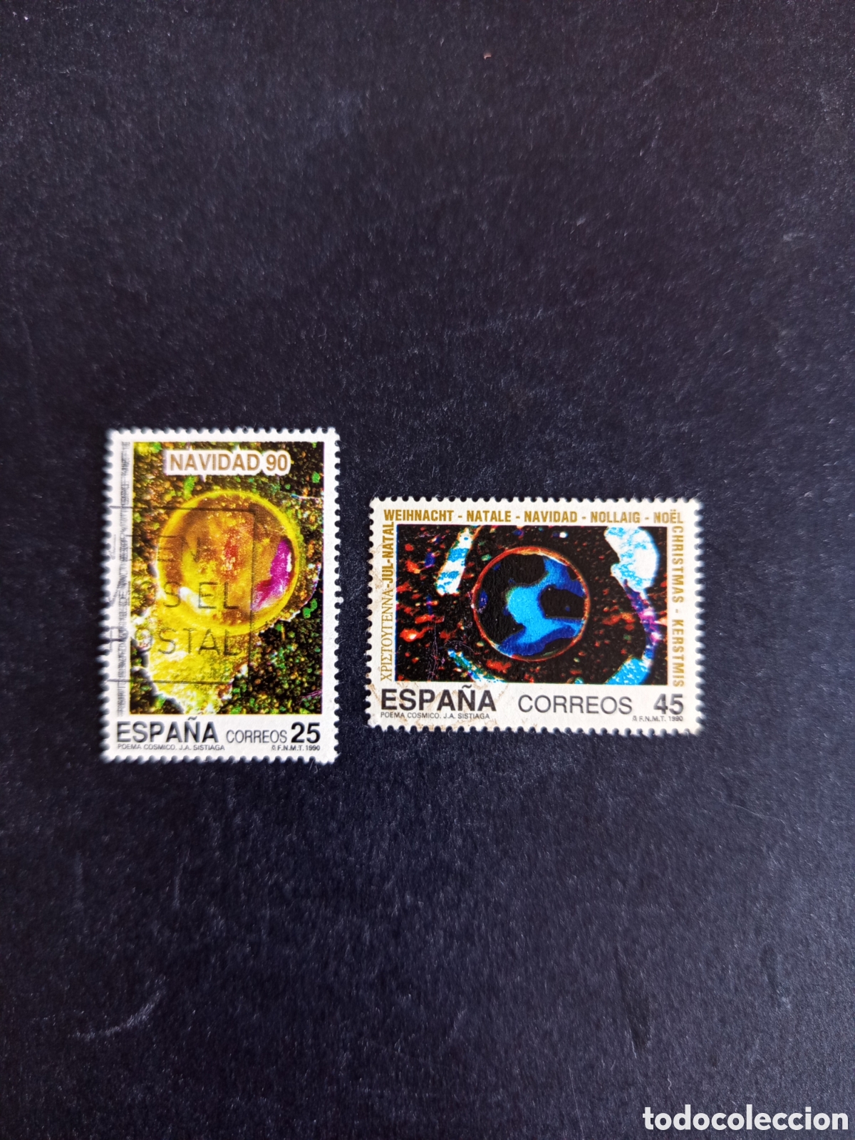 Sellos: Espa&ntilde;a, 1990. Navidad. Usados. Ed. 3084/5. Pedido m&iacute;nimo 3 &euro;. Ver fotos.El lote es el que se muestra
