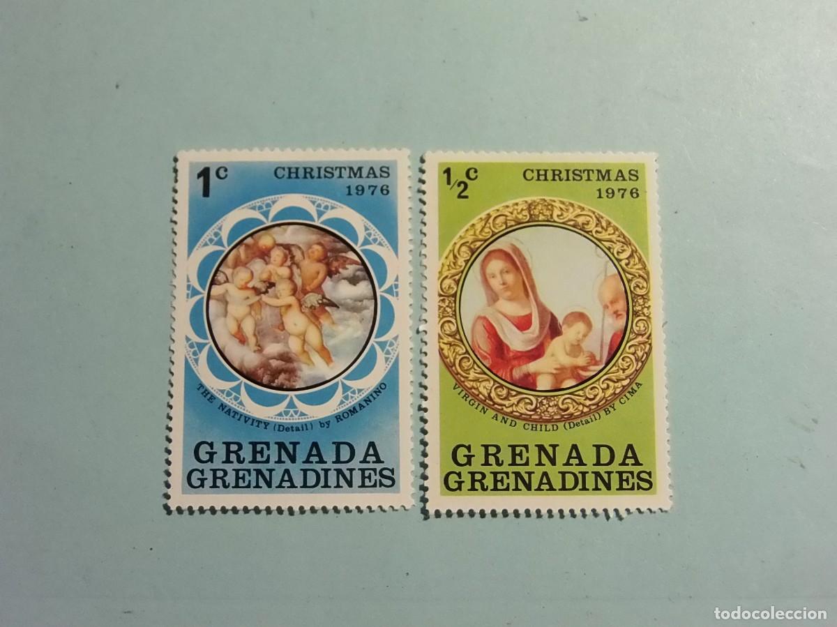 Sellos: GRENADA 1976 - NAVIDAD - LA NATIVIDAD (ROMANINO) Y LA VIRGEN Y EL NI&Ntilde;O (CIMA DA CONEGLIANO).