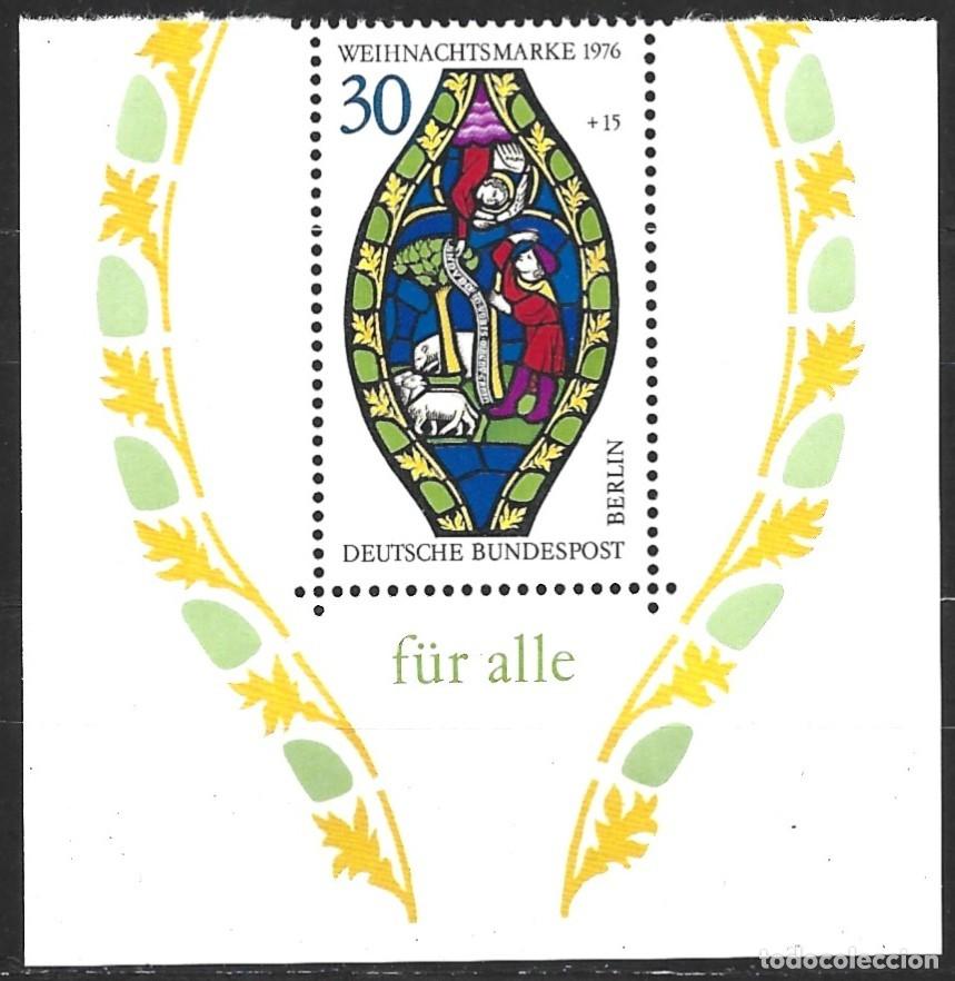 Sellos: ALEMANIA - BERL&Iacute;N - 1976 - BLOQUE DEFECTO DE NAVIDAD - EL SELLO EST&Aacute; BIEN - MNH