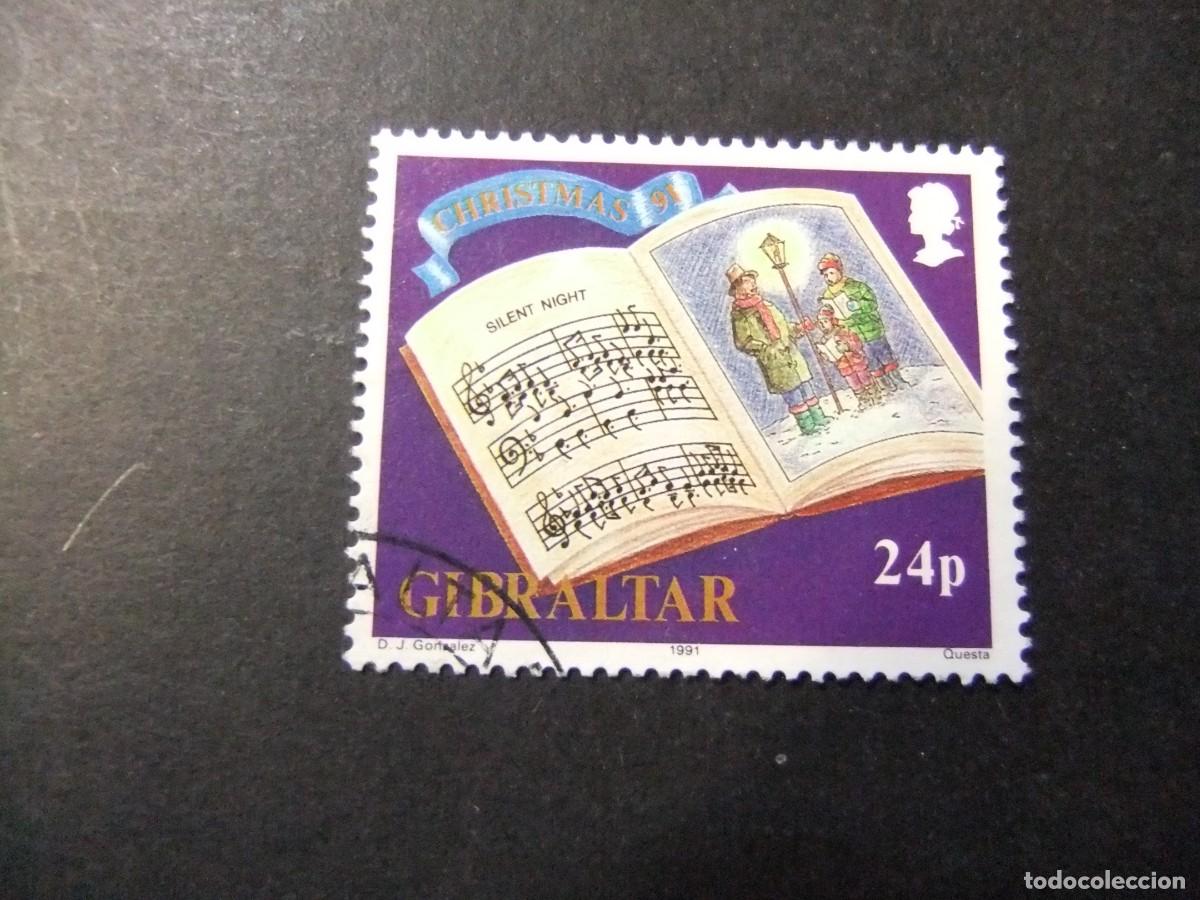 Sellos: 2 GIBRALTAR 1991 / NAVIDAD CHRISTMAS / YVERT 638 FU