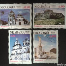 Sellos: NICARAGUA. YVERT 1245/7 + A-1019. SERIE COMPLETA USADA. MONUMENTOS.