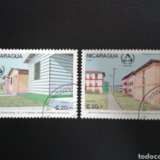 Sellos: NICARAGUA. YVERT A-1202/3. SERIE COMPLETA USADA. AÑO INTERNACIONAL PERSONAS SIN VIVIENDA