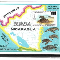 Sellos: NICARAGUA 1980, HOJA BLOQUE 136 TORTUGAS. MNH.. Lote 318641443