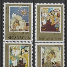 Sellos: NICARAGUA 1987 - NAVIDAD, PINTURAS DE L. SÁINZ, S.COMPLETA - USADOS. Lote 353543838