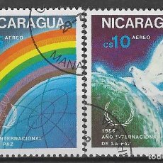 Sellos: NICARAGUA 1986 - AÑO INTERNACIONAL DE LA PAZ, S.COMPLETA, AÉREOS - USADOS. Lote 353548593