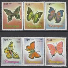 Sellos: NICARAGUA 1986 - FAUNA, MARIPOSAS, S.COMPLETA, AÉREOS - MNH**. Lote 353549508