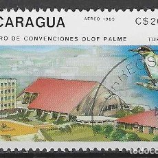 Sellos: NICARAGUA 1989 - TURISMO, CENTRO DE CONVENCIONES ”OLOF PALME”, AÉREO - USADO. Lote 353604658