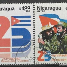 Sellos: NICARAGUA 1984 - 25º ANIV. DE LA REVOLUCIÓN CUBANA, AÉREOS, S.COMPLETA - USADOS. Lote 353604958