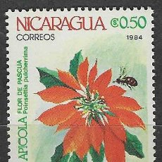 Sellos: NICARAGUA 1984 - FLORES, FLOR DE NOCHEBUENA - MNH**. Lote 353605948