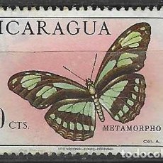 Timbres: NICARAGUA 1967 - FAUNA, MARIPOSAS, DIDO DE ALAS LARGAS, AÉREO - USADO. Lote 354047633