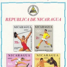 Sellos: HB305 - NICARAGUA 1968 - YVERT HB 109 ** NUEVO SIN FIJASELLOS - DEPORTES. J. OLÍMPICOS MÉXICO. Lote 365757911