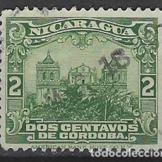 Sellos: NICARAGUA 1933 - CATEDRAL DE LEÓN, VERDE - USADO. Lote 390447189
