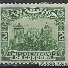 Sellos: NICARAGUA 1933 - CATEDRAL DE LEÓN, VERDE - USADO. Lote 390447204
