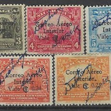 Sellos: NICARAGUA 1933 - SELLOS SOBRECARGADOS CON FIRMAS Y VUELTOS A SOBRECARGAR, 9 VALORES - LEER. Lote 390448099