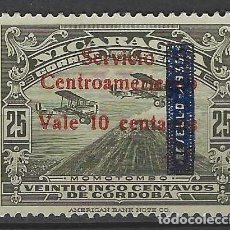 Sellos: NICARAGUA 1935-36 - SELLO AÉREO DE 1934 CON SOBRECARGA RESELLO 1935, OLIVA - MNHSH. Lote 390449334