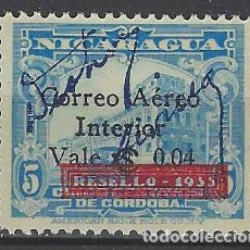 Sellos: NICARAGUA 1936 - SELLO DE 1933 S0BRECARGADO CON FIRMAS Y VUELTO A CARGAR, AZUL CLARO - MH*. Lote 390453049