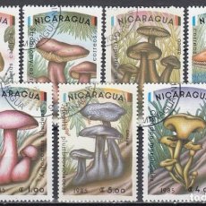 Sellos: NICARAGUA 1985- YVERT 1361/1364 Y AÉR 1086/1088 º USADO- SETAS. MICOLOGÍA
