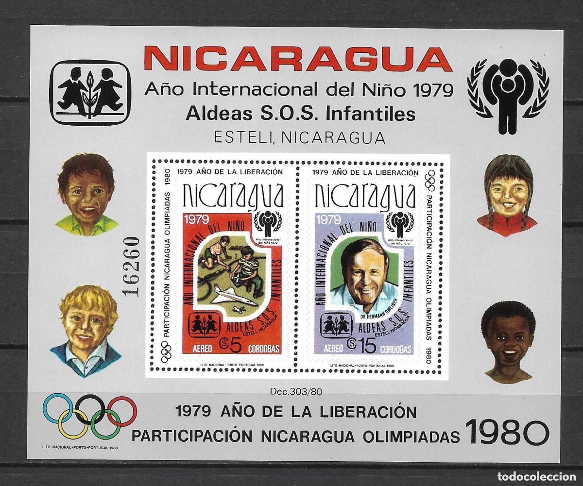 Sellos: Nicaragua Bloque 110 ** mnh A&ntilde;o del Ni&ntilde;o 1979 Olimpiadas 1980 - 31/12