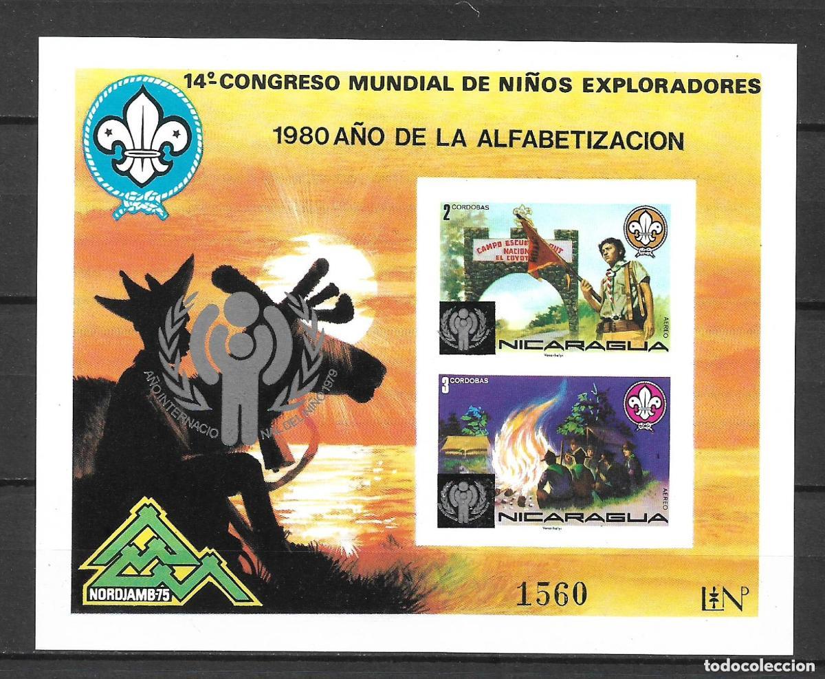 Sellos: nicaragua 1980 Scout Bloque 121 sin dentar ** mnh 32&euro; - 31/12