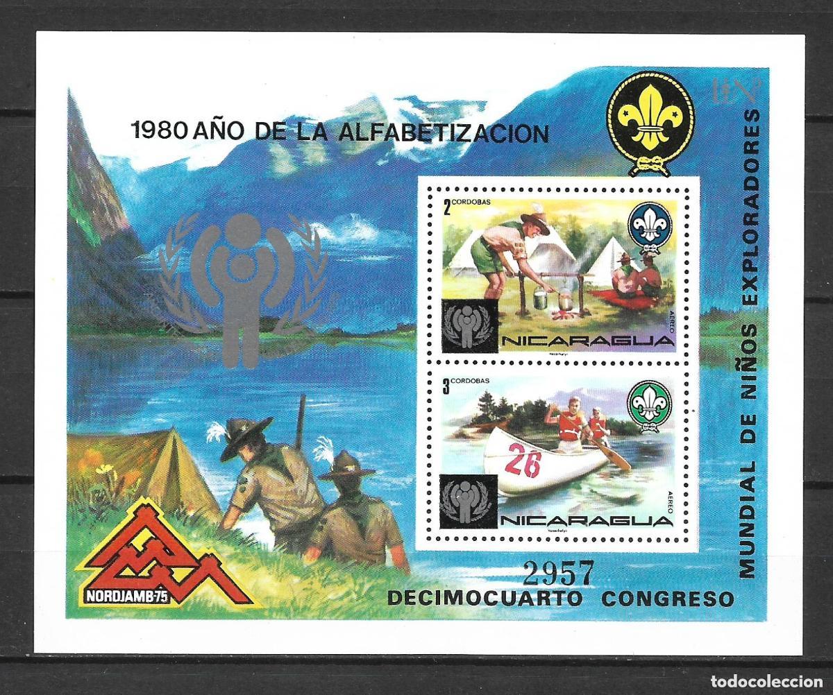 Sellos: nicaragua 1980 Scout Bloque 120 ** mnh 32&euro; - 31/12