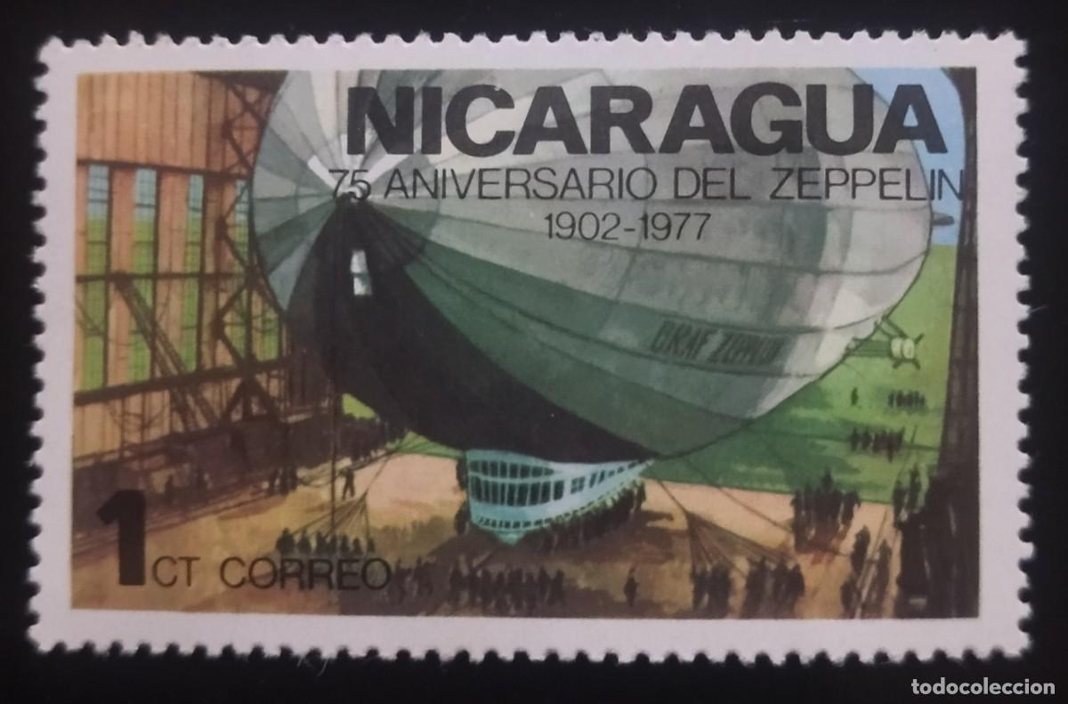 Sellos: NICARAGUA 1977 75 Aniversario del dirigible. NUEVO - MNH **