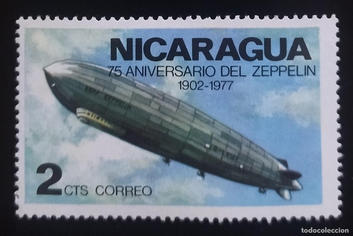 Sellos: NICARAGUA 1977 75 Aniversario del dirigible. NUEVO - MNH **