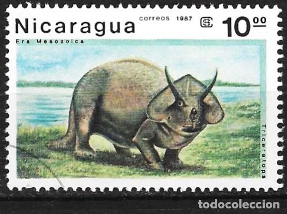 Sellos: Nicaragua 1987 - Mi 2776 - YT 1468 - Animal prehist&oacute;rico
