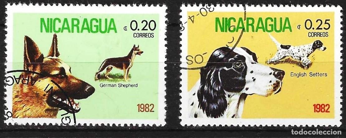 Sellos: Nicaragua 1982 - Mi 2247 y 2248 - YT 1190 y 1191 - Perros : Pastor alem&aacute;n y setter