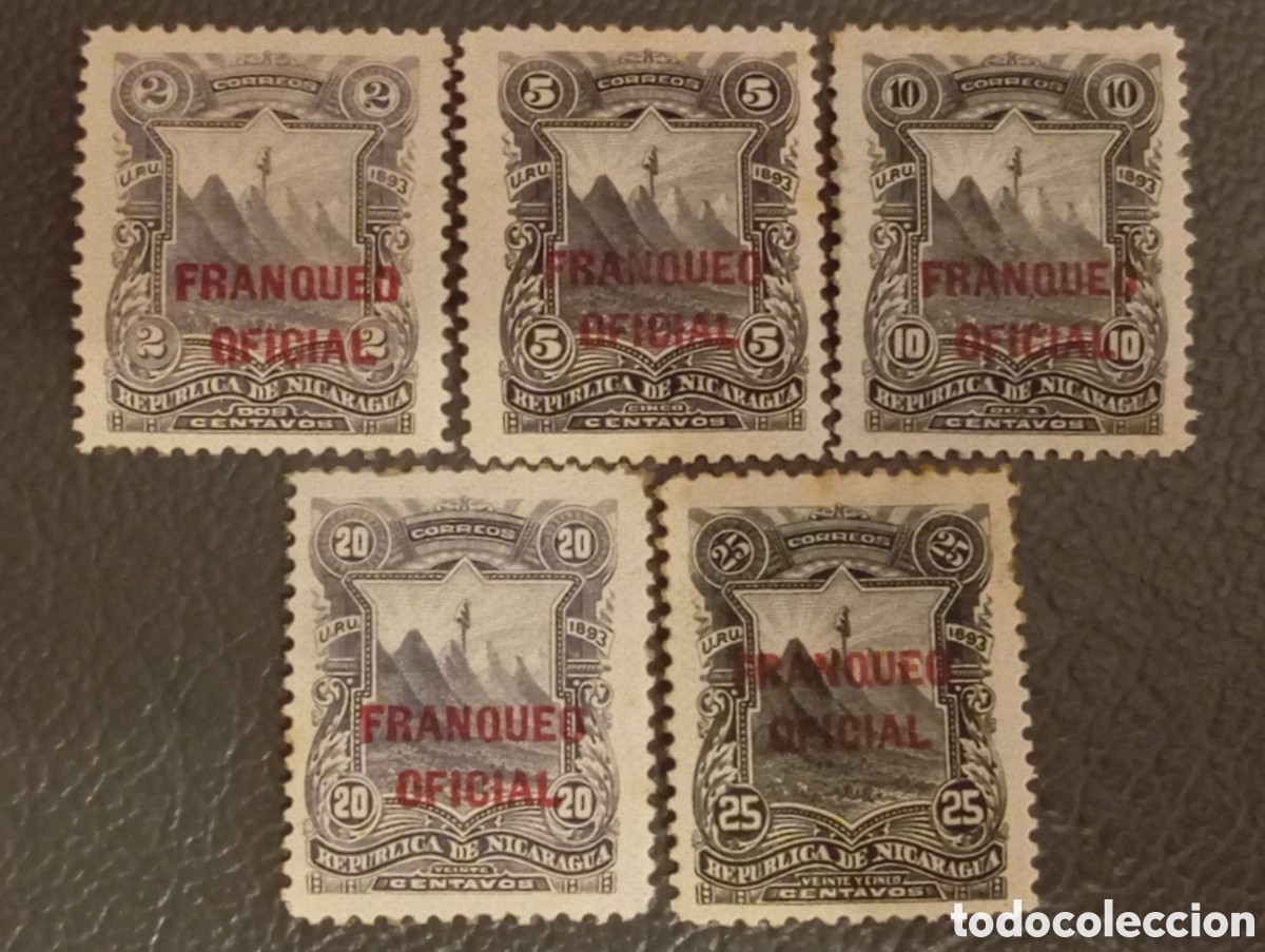 Sellos: Nicaragua 1893 - Serie Franqueo Oficial (Yvert Oficial 32 al 36) - 5 Valores MNH**