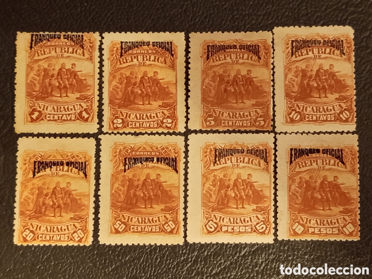 Sellos: Lote 8 Sellos Nicaragua 1892 - Franqueo Oficial - MH (Con Goma) - Yvert 24/33