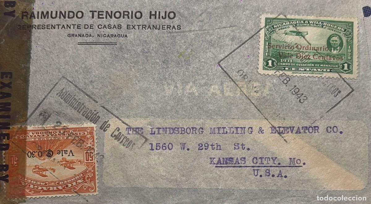 Sellos: O) 1943 NICARAGUA, GRANADA, DOMESTIC POSTAGE - WILL ROGERS AND VIEW OF MANAGUA, AIRPLANES OVER MT.