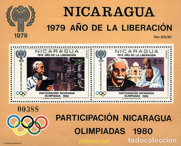 Selos: 69834 MNH NICARAGUA 1980 22 JUEGOS OLIMPICOS VERANO MOSCU 1980 - CENTENARIO DEL NACIMIENTO DE ALBER