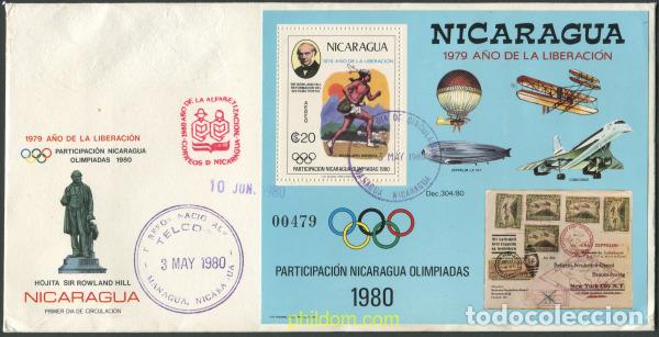 Sellos: 565214 MNH NICARAGUA 1980 22 JUEGOS OLIMPICOS VERANO MOSCU 1980 - CENTENARIO DE LA MUERTE DE SIR RO